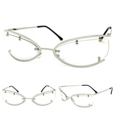 Classy Elegant Modern Club Raver Clear Lens Slight Tint SUN GLASSES Silver Frame