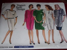 🌹VOGUE BASIC DESIGN #2290 - LADIES PULLOVER DRESS-TOP & SKIRT PATTERN 20-24 FF