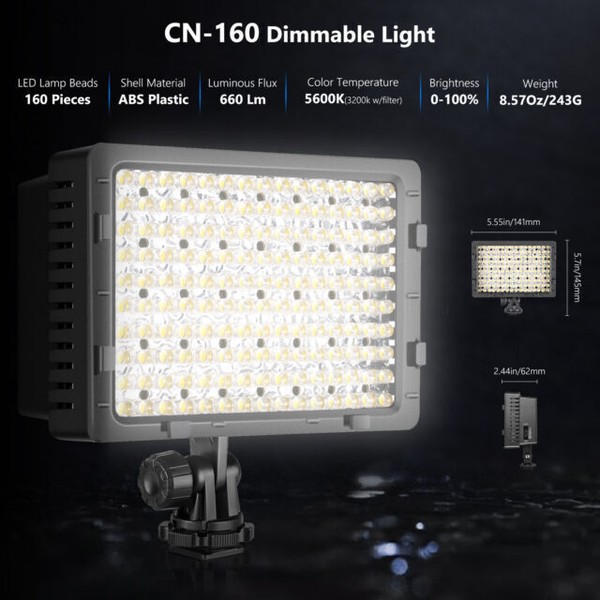 Neewer CN160 LED Dimmable Ultra High Power Lighting Panel (66600043