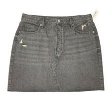 Old Navy Button Fly Jean Skirt Womens 16 Higher High Rise Secret Smooth Pockets