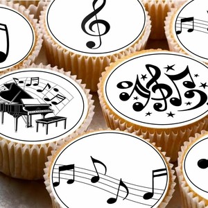 24 Icing Fairy Cake Toppers Decorations Edible Nd1 Musical Notes