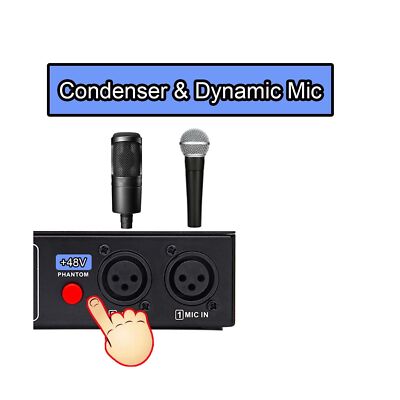 Microphone Preamp Mic Booster 4 Input Max 65db DI Box with 48V