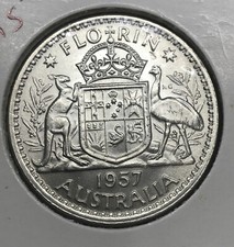 Australian 1957 FLORIN UNC+