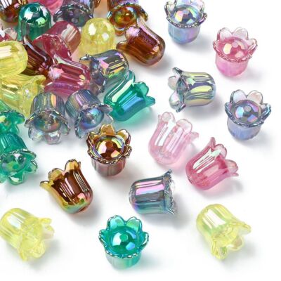 50x Acrylic Spring Flower Floral Spacer Bead for DIY Craft  Jewelry Making