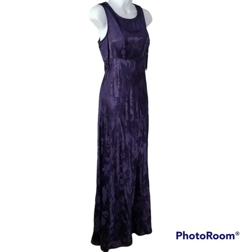 ALL THAT JAZZ Dress NWT Purple Maxi Sleeveless Sheen Floral Pattern Size 9/10 - Picture 3 of 10