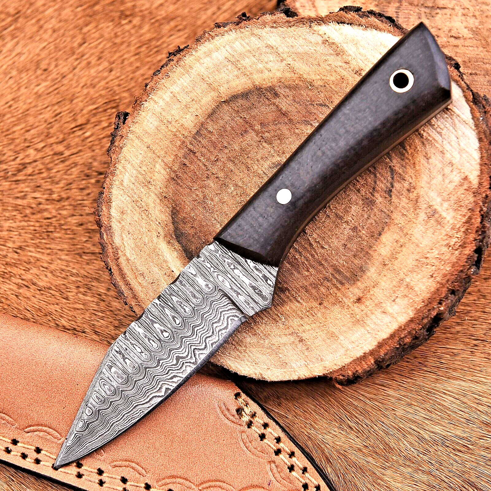 Custom Made Hand Forged Damascus Steel Blade Skinner Hunting Knife 2920