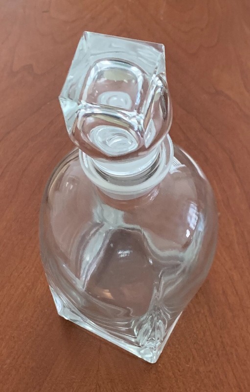 Vintage Made in Italy 10" Tall Clear Large Heavy Glass Decanter with Stopper