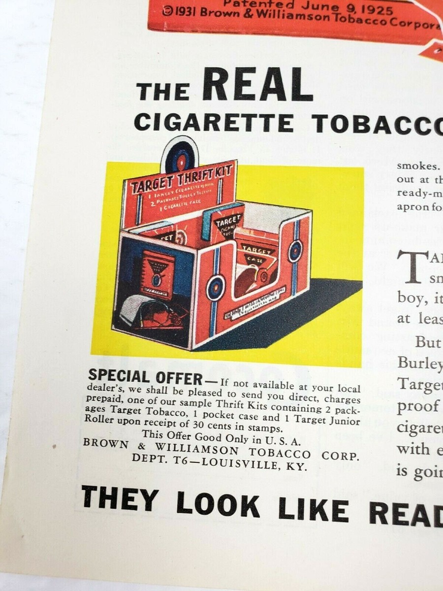 target cigarette roller Target Tobacco Vintage 1932 Ad Cigarette Roller Papers Arrow Saturday Post