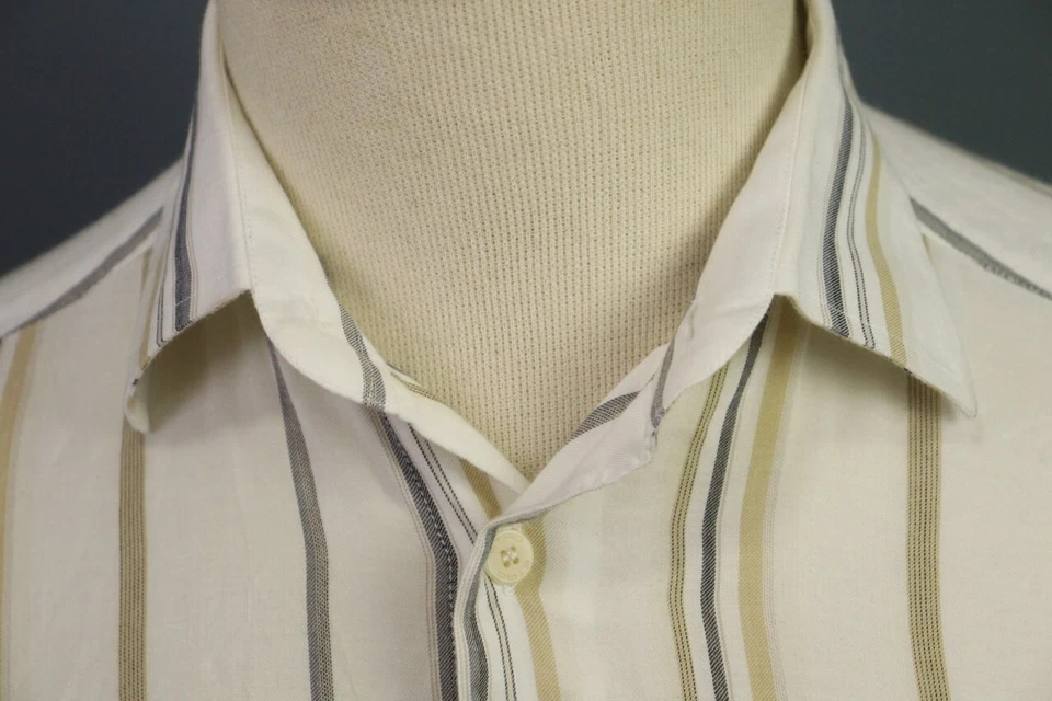 Camisa Etro Ben Essere Beige Rayas Manga Larga Con Botones Talla 39 Foto 4 de 4