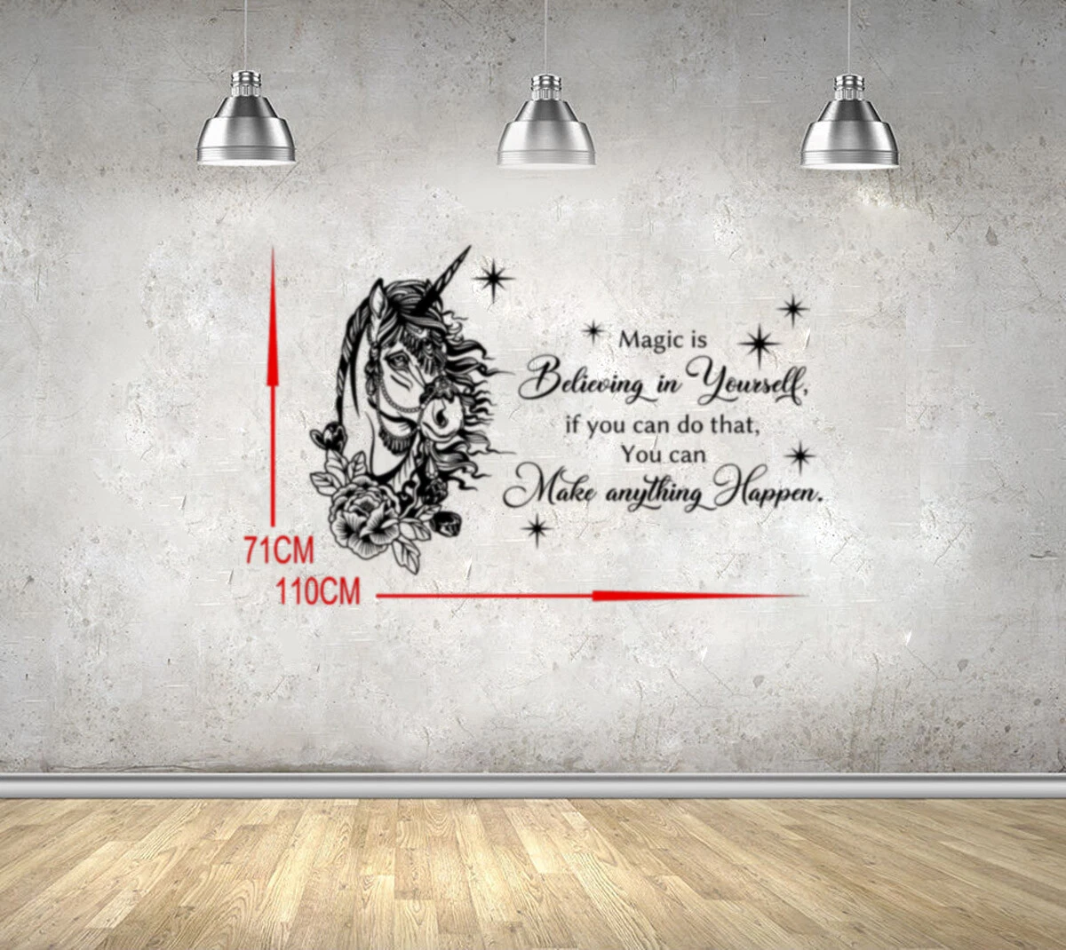 Unicorn With Quote Girls Bedroom Large Wall Art Sticker/Decal