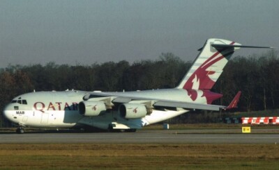 Qatar Air Force C-17A Globemaster III A7-MAB @ Basel Mulhouse 2013 - postcard
