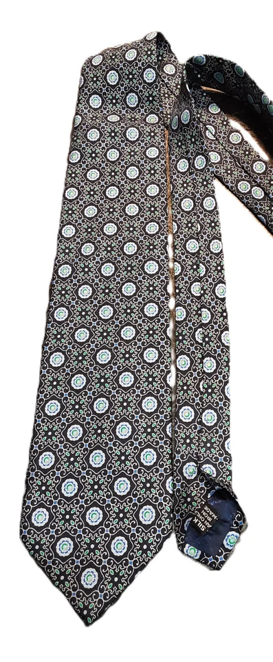 "Corbata foulard medallón de seda VITALIANO PANCALDI - Hecha a mano en Italia - 59"" x 3,5""" Foto 4 de 4