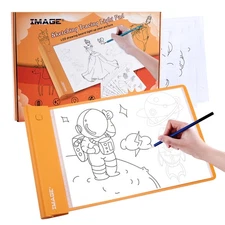 IMAGE Light Up Tracing Pad Orange Coloring Drawing Art Gift Kids Children Age 6+