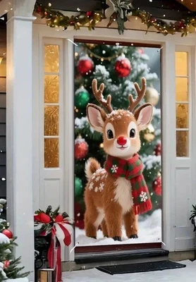 Christmas 2D Door Decoration Hanging Backdrop - 90 x 180cm - Ruldolf - New