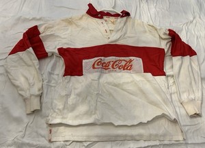 Vintage Adult 1980 s - 1990 s Coca Cola Polo Rugby Shirt M Red & White