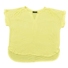 Lane Bryant Yellow Plus Size Blouse 18/20 V Neck Short Sleeve Solid Top