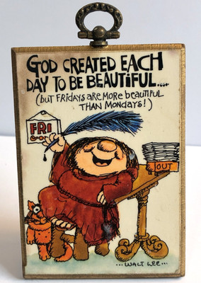 Vtg 1982 Walt Lee Wall/Desk Plaque American Greetings Sherman on the Mount 4x3