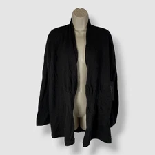 Donna Karan New York Women.s Black Wool Open-Front Cardigan Sweater Size M
