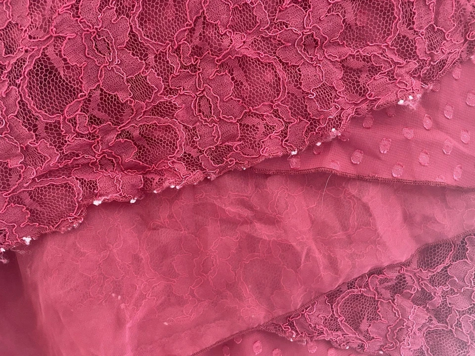 One World Women's Solid Pink Floral Lace Sheer Polyester Sleeveless Tank Top S - Image 4 of 4