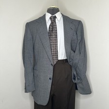 1980s Hickey Freeman Mens Blazer 40R Gray Wool 44" Sport Coat Suit Jacket USA *
