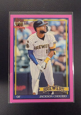 Topps 2026 Series 1 Jackson Chourio Pink Parallel #T91-18 1991 Insert Brewers