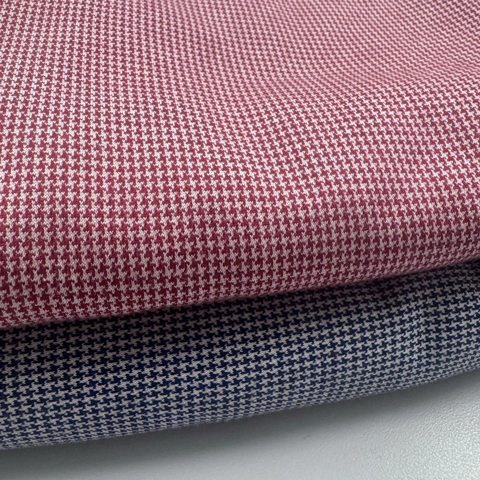 Lote de paquete de tela tejida de algodón Pima pata de gallo en rojo y azul Foto 2 de 4