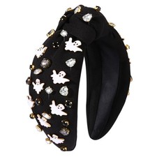 1 PCS Gothic Knotted Headbands Embellished Rhinestone Pearl Top Knot Hair