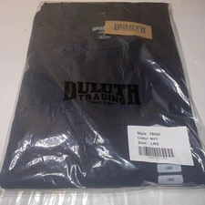 Duluth Trading Shirt Mens LRG  Navy Blue Longtail T Standard Fit Cotton Tee NWT