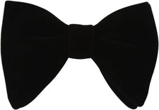 Mens Oversized Velvet Bow Tie Solid Color Formal Tuxedo Pre-Tied Big Black