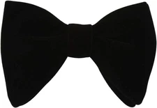 Mens Oversized Velvet Bow Tie Solid Color Formal Tuxedo Pre-Tied Big Black