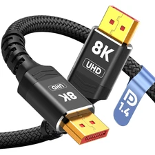 8K 4K Displayport Cable 1.4, 10FT DP Cord (VESA Certified, 8K@60Hz, 4K@144Hz, 2K