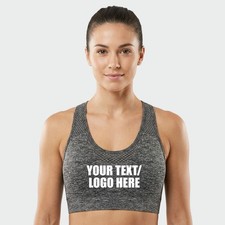 Personalise Printed Tombo Ladies Seamless Crop Top Custom Text Here Gym Wear Top