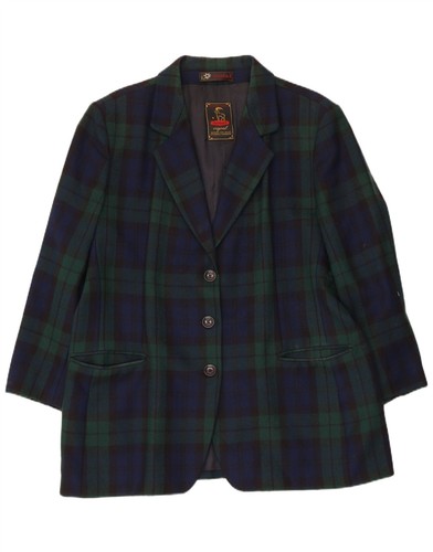 Steinbock, Steinbock Womens 3 Button Blazer Jacket UK 18 XL Navy Blue Check AQ16