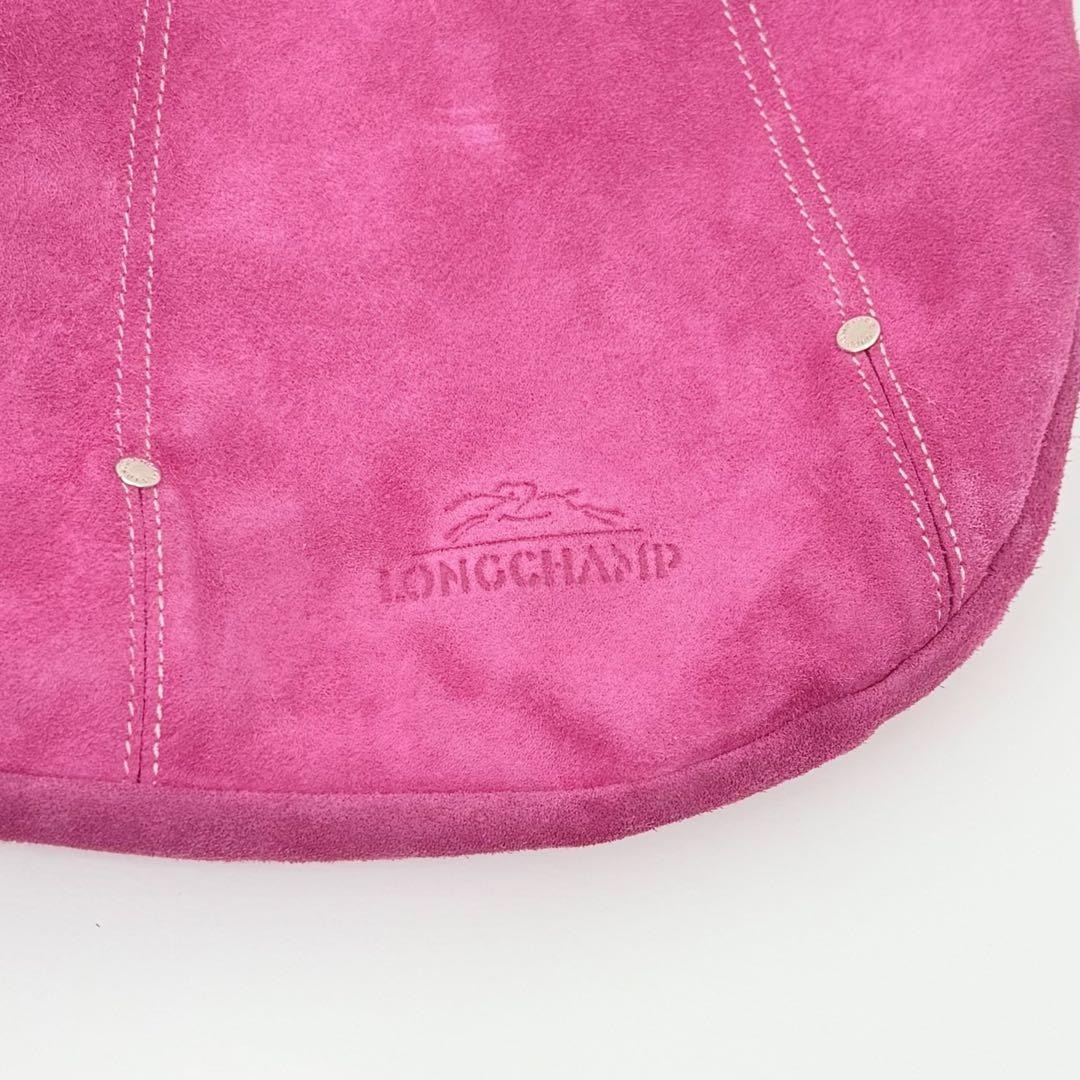 Longchamp Pink Suede Hobo Shoulder Bag 2005 28x40x3cm Used