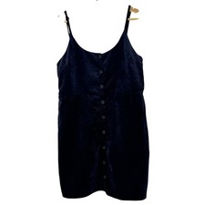 Urban Outfitters Cooperative Navy Velvet Corduroy Button Down Mini Dress M