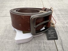 NWT Men s Ostrich Print Brown Leather Fully Customize To Fit Belt Up To 28 - 44