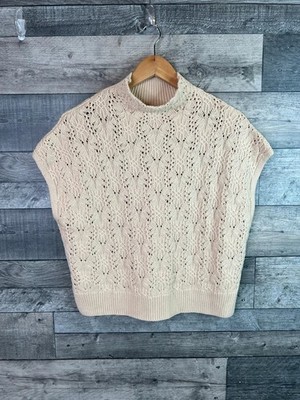 Free People Vickie Pullover mit Stehkragen Größe Medium elfenbein beige Häkelpullover Weste