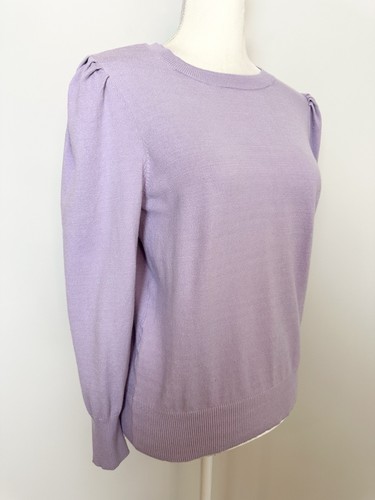 Marled Women's Knit Sweater Size M Lavender Purple Crew Neck Long Puff Sleeves - Picture 2 of 12