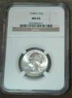 1948 S Washington 90% Silver Quarter 25C Graded Slabbed NGC MS65 Free Shipping