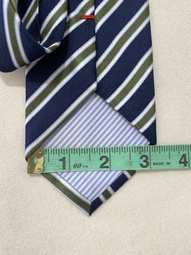 LIBERO MILANO. Cravatta in seta blu. Motivo a righe. Made In Italy Ex Con - Foto 3 di 4