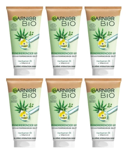 6 x Garnier Gel Creme feuchtigkeitsspendend Bio Hanf regeneriert Haut je 50ml