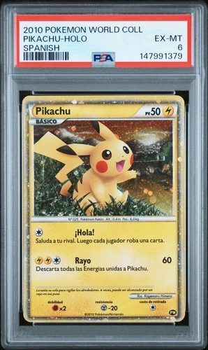 2010 POKEMON WORLD COLLECTIONSPANISH PIKACHU-HOLO PSA 6