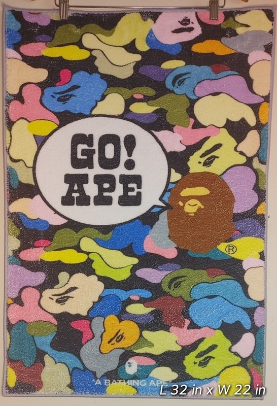 A BATHING APE Bape Custom Super Soft / Plush Fluffy Detailed Area Tuft Rug
