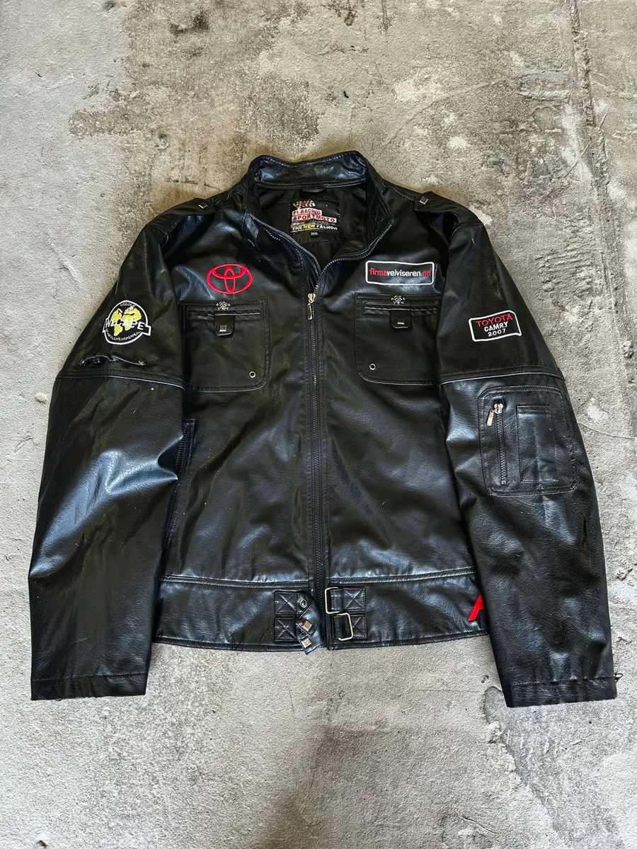 Vintage Style Boxi Racing Leather Jacket Toyota Y2K | eBay