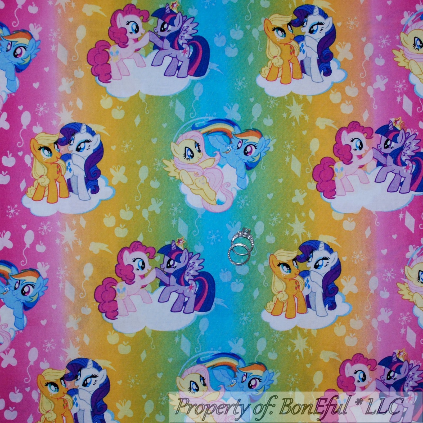 TESSUTO BONEful fq trapunta cotone vintage arcobaleno MY LITTLE PONY ragazza cavallo stella viola
