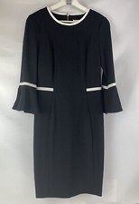 Calvin Klein Women’s Black & White trim Ruffle sleeve Dress size 6