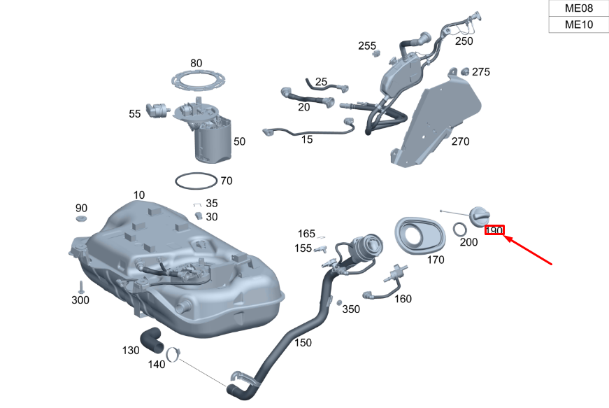 Bouchon de réservoir de carburant MERCEDES-BENZ GLA H247 A0004704700