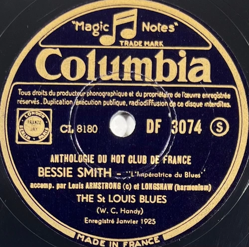 Bessie Smith : The St Louis Blues DISQUE 78 tours COLUMBIA DF 3074 JAZZ (EX+)