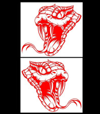 Rattlesnake Snake Head Two 6" x 5" Mirrored Red Vinyl Decals Car Truck Window