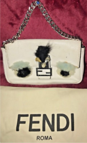 Authentische Fendi Micro Monster weiße Lederbaguette gebraucht - Bild 2 von 18
